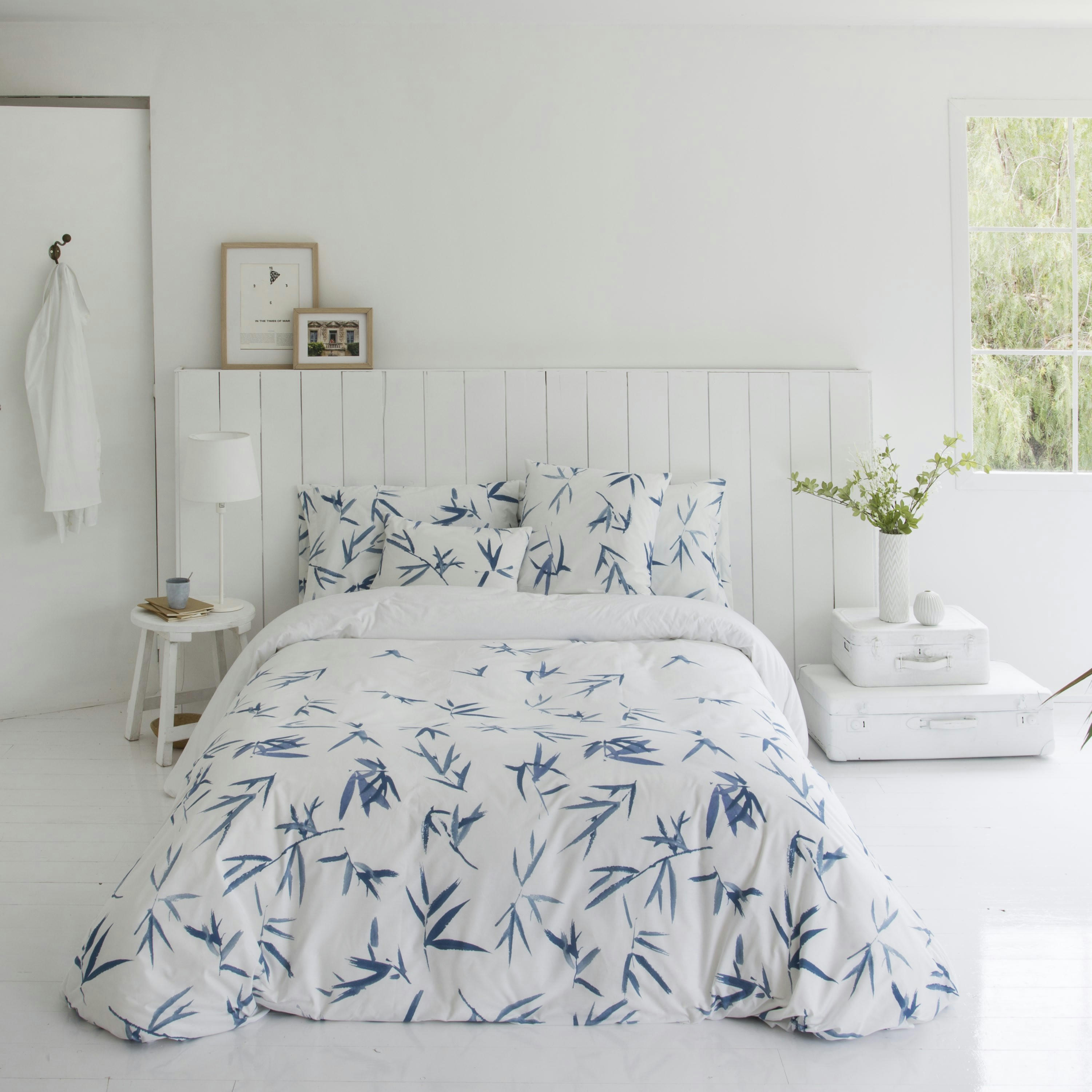 CIGEOR AZUL - Housse de couette imprimé en percale Coton Bleu 220x220 cm