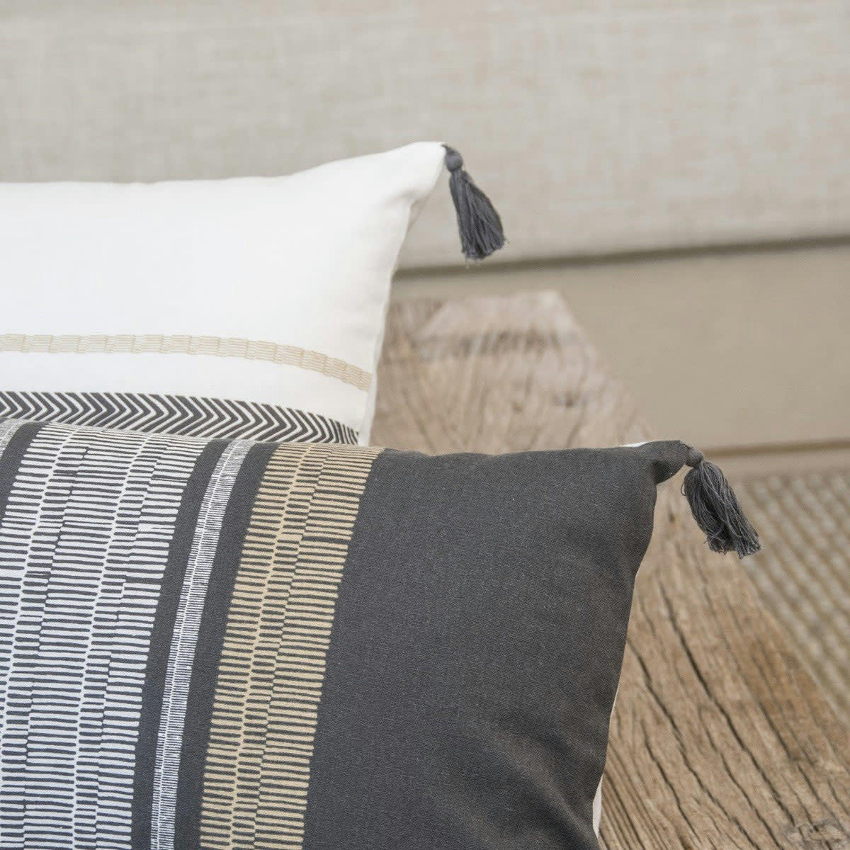 GRACA - Housse de coussin coton  50x30 gris ardoise