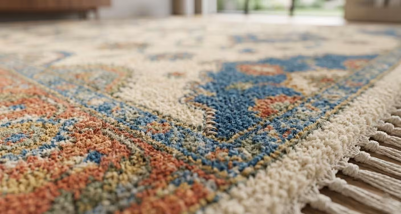 Hand Knotted Wool Area Rug, Blue Rust Persian Style, Traditional Living Room Carpet