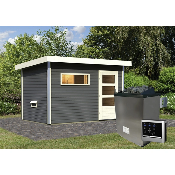 Saunahaus, BxTxH: 336 x 196 x 228 cm, 9 kW Ofen mit digitaler Steuerung