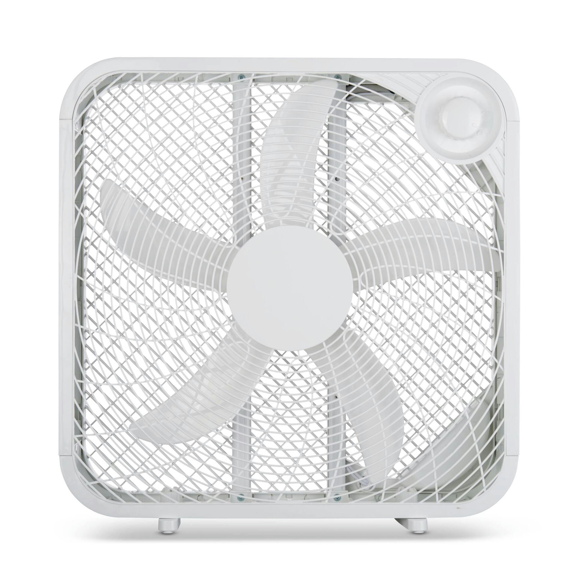 For Living Plastic 5-Blade Portable Box/Floor Fan, 2-Speed,White, 20-in
