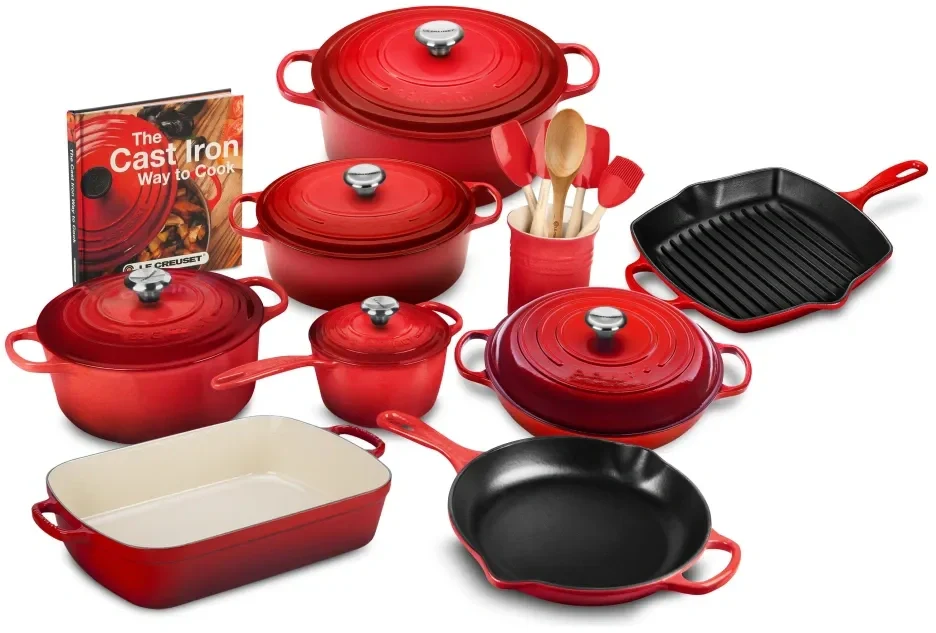 21-piece Signature Cast Iron Cookware Set(RED)