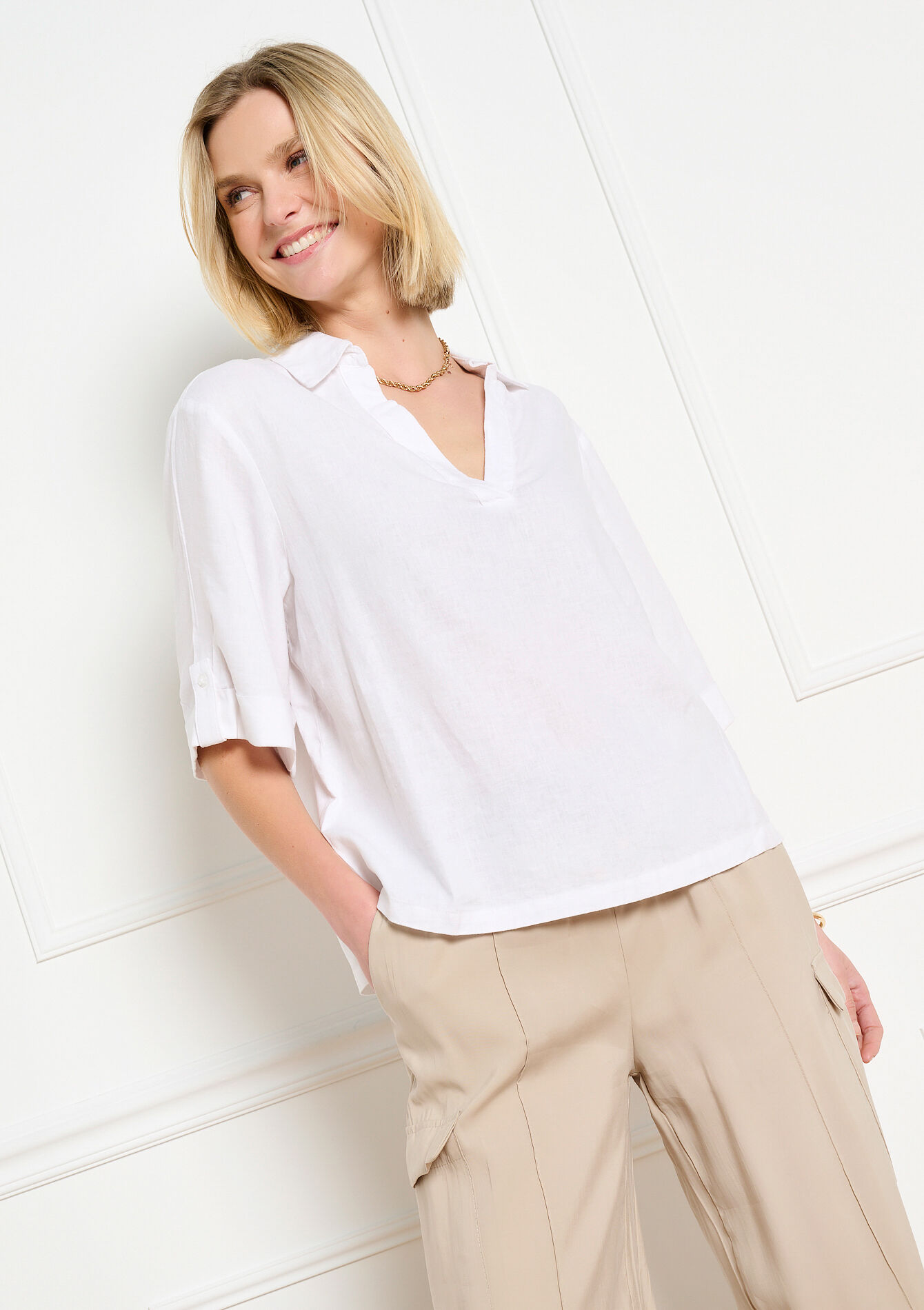 Soepele polo blouse