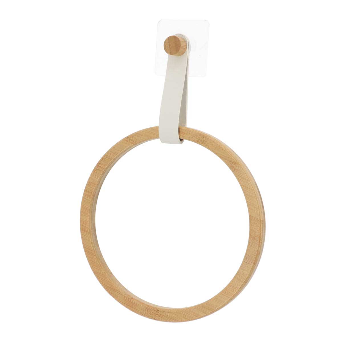 Toalheiro wc redondo em bambu com alça branca