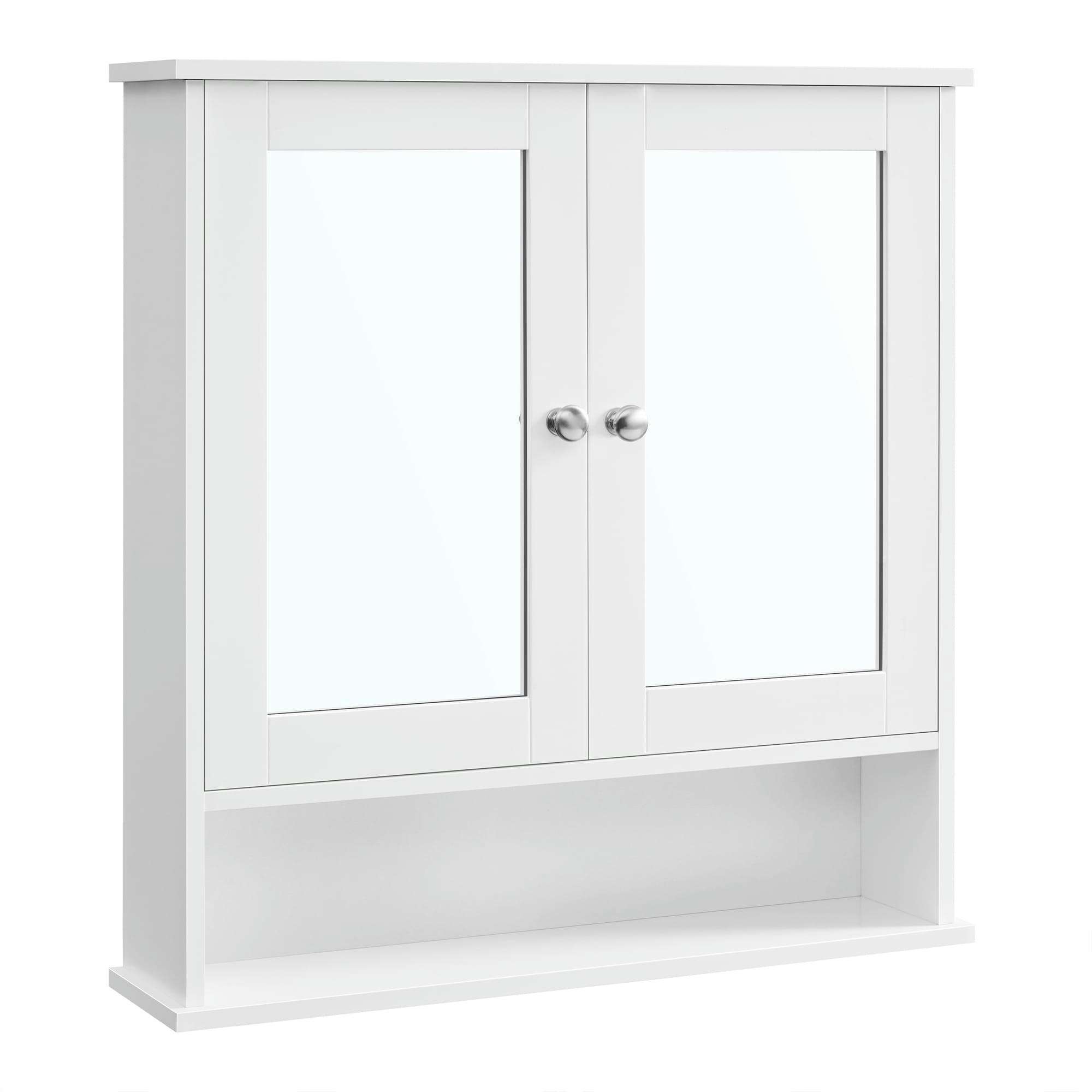 - Armoire murale salle de bain avec 2 portes effet bois blanc
