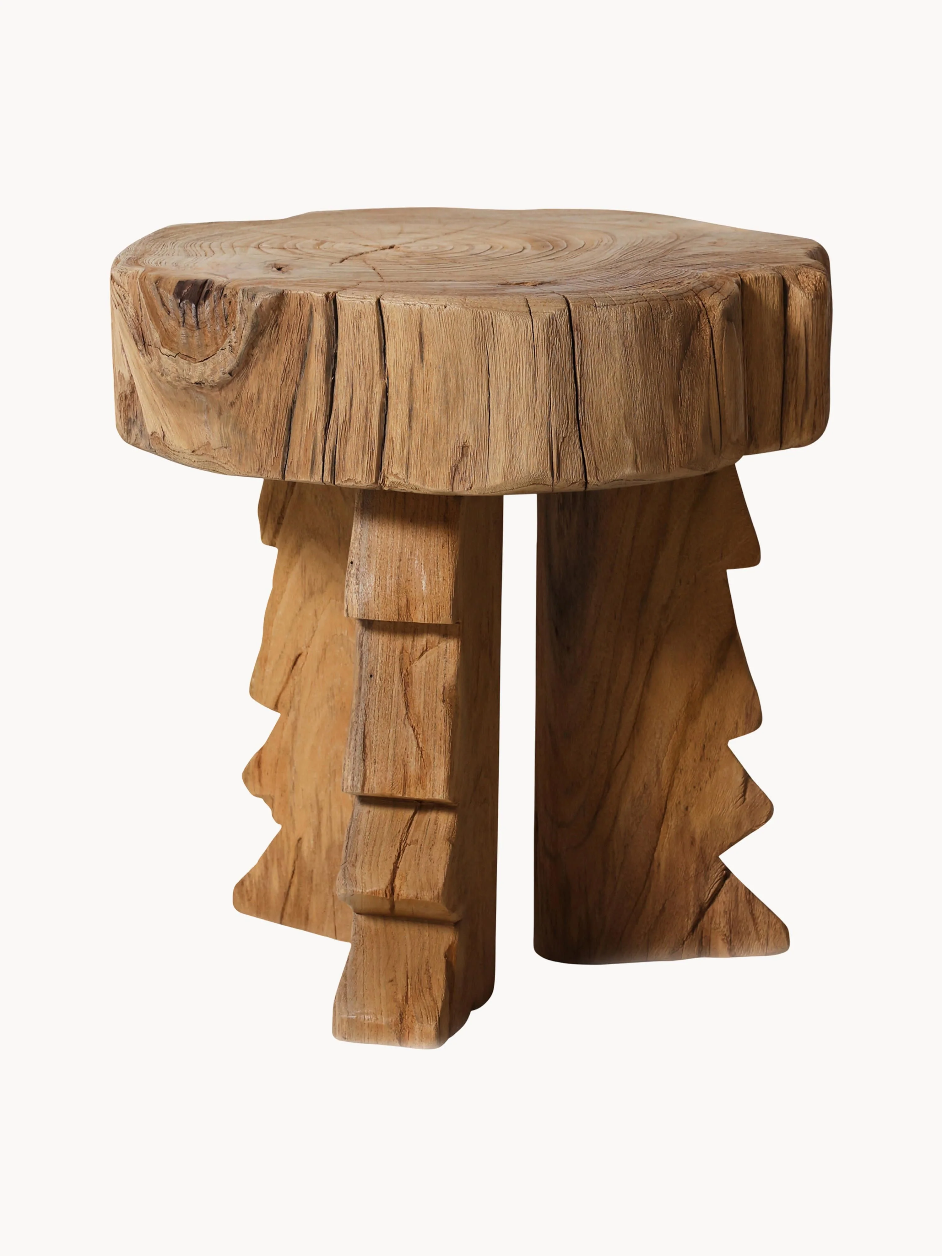 Handgefertigter Hocker Carved aus Teakholz