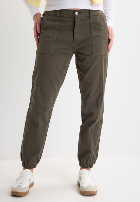 Womens Khaki Cotton Rich Cuffed Trousers