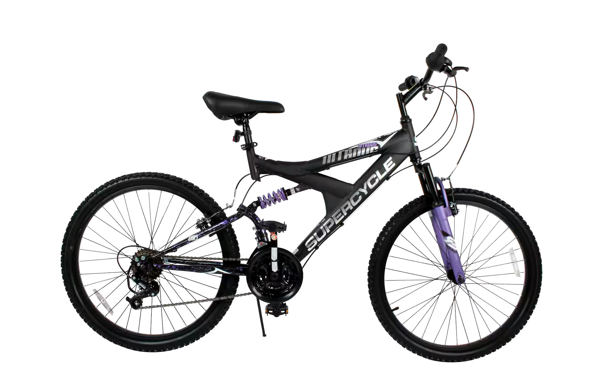 Supercycle Nitrous Dual Suspension Bike, 24-in, Black/Purple