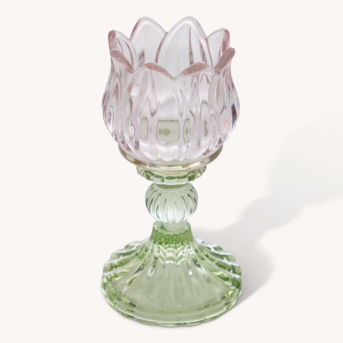 Castiçal FLEUR DE ROSE em vidro 15cm