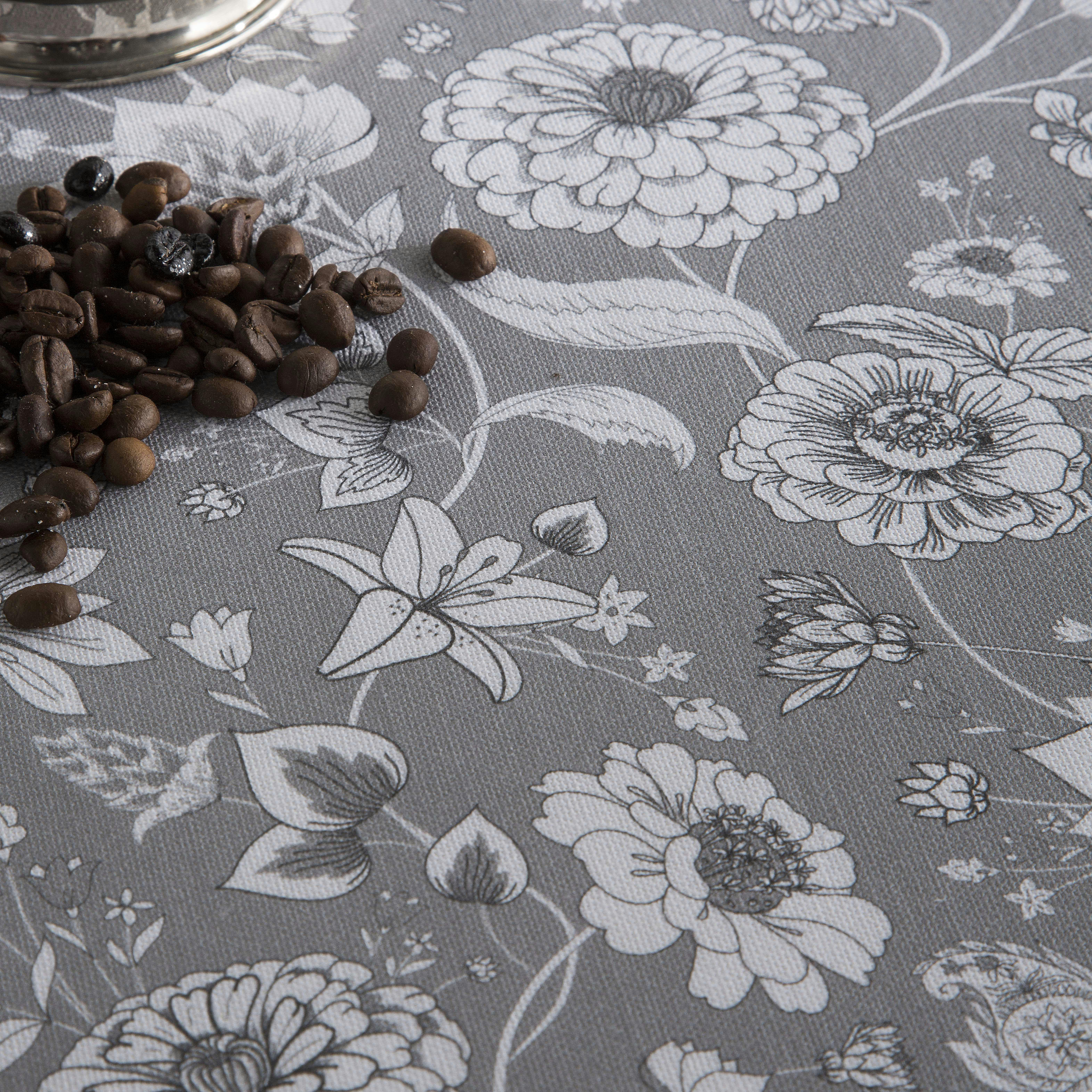 BOON GRIS - Nappe en coton biologique antitâche imprimée gris 140x140 cm