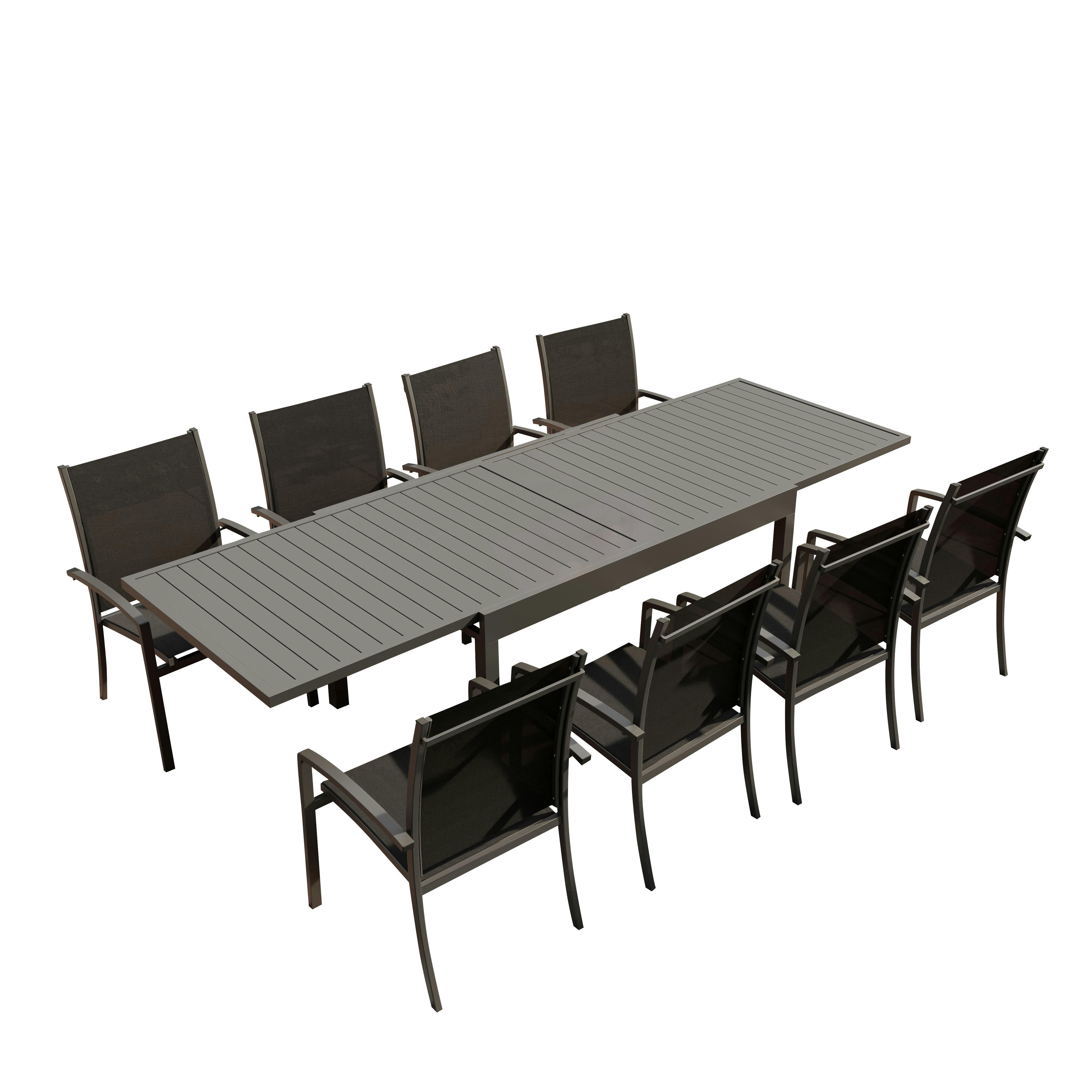 ANDRA 8 - Table de jardin 8 places en aluminium anthracite