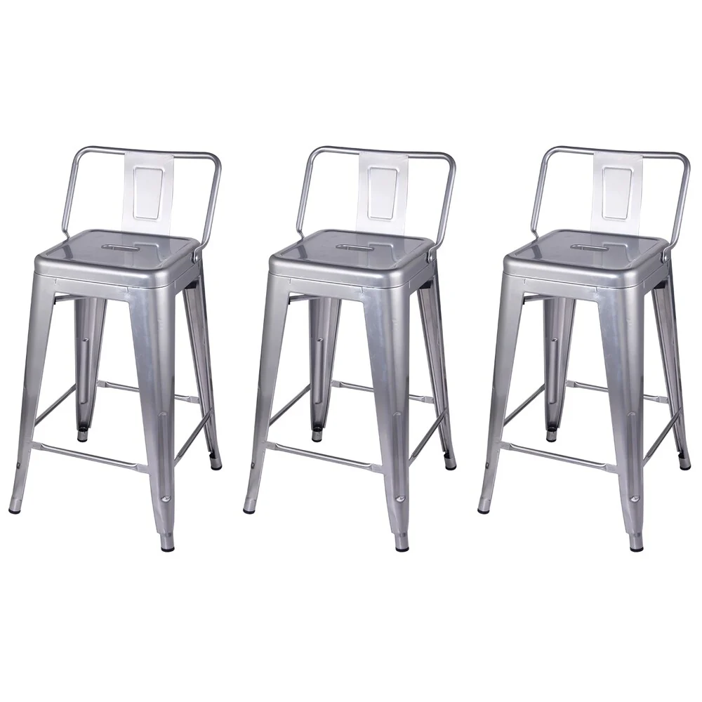 24 Counter Height Low Back Metal Barstool-Set of 3