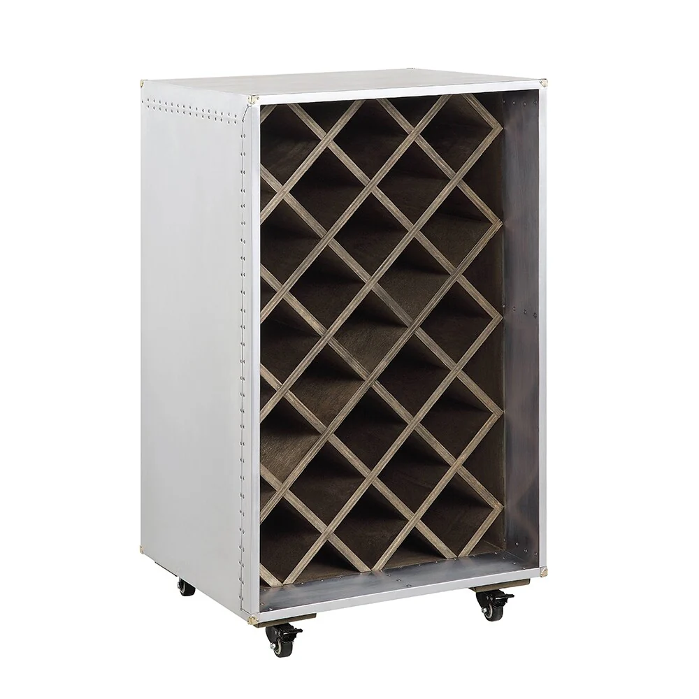 Raini Wine Cabinet Aluminum Finish