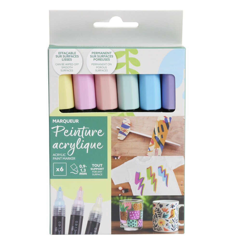 Marqueur permanent x6 peinture acrylique pastel
