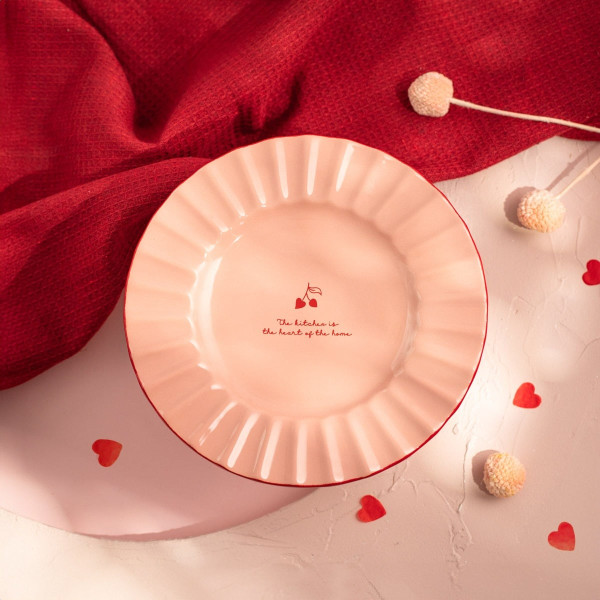 Talerz CHERISH LOVE deserowy różowy 21 cm HOMLA