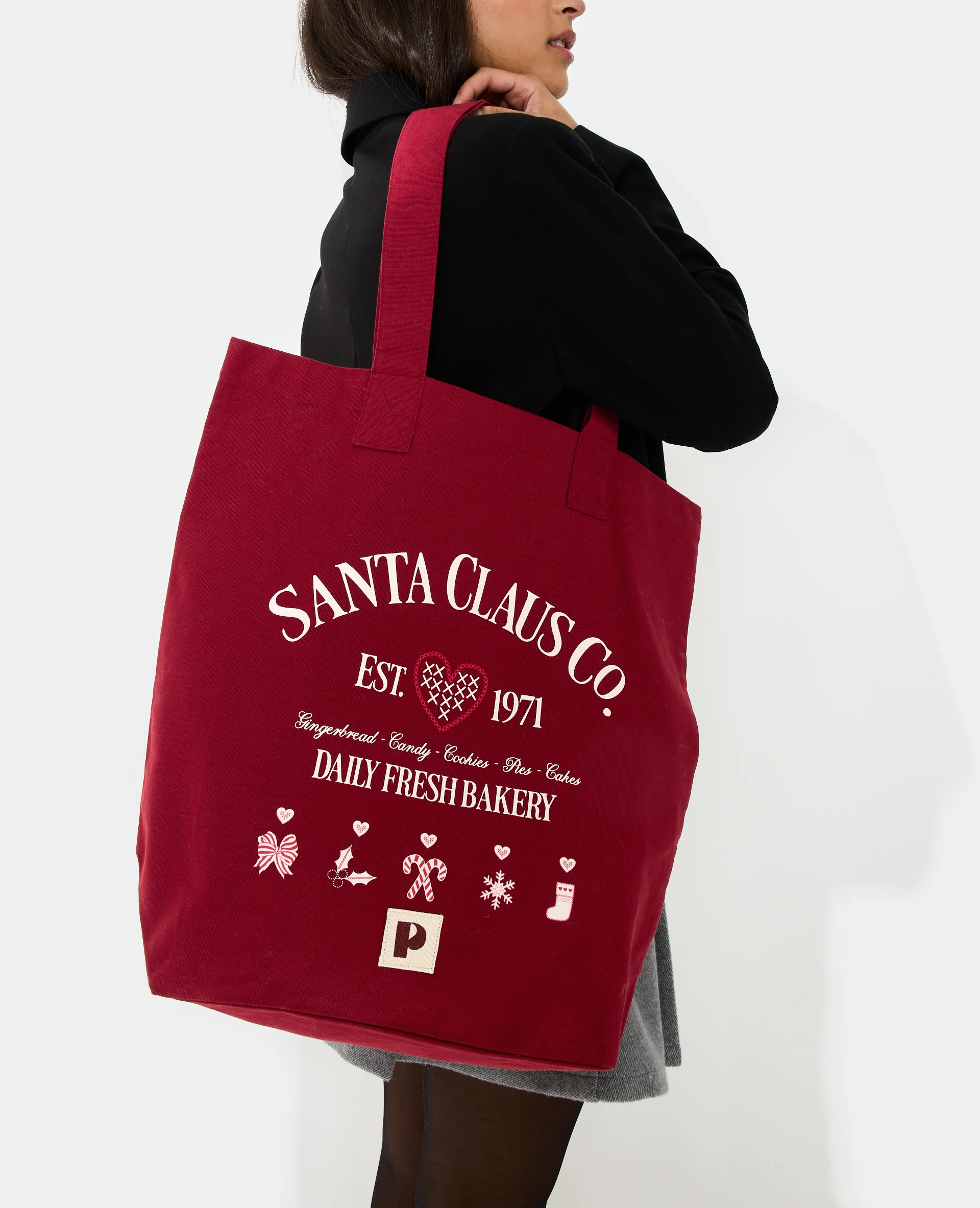 Tote bag en toile motifs de Noël