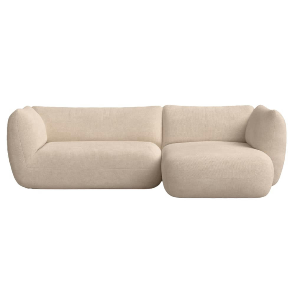 ARNAU - Canapé d'angle droit 2 places en tissu brun clair