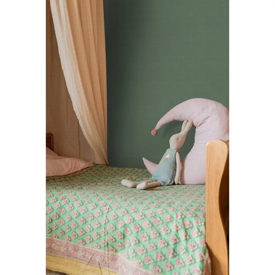 ESTAhome behang linnenstructuur donkergroen - 53 cm x 10.05 m