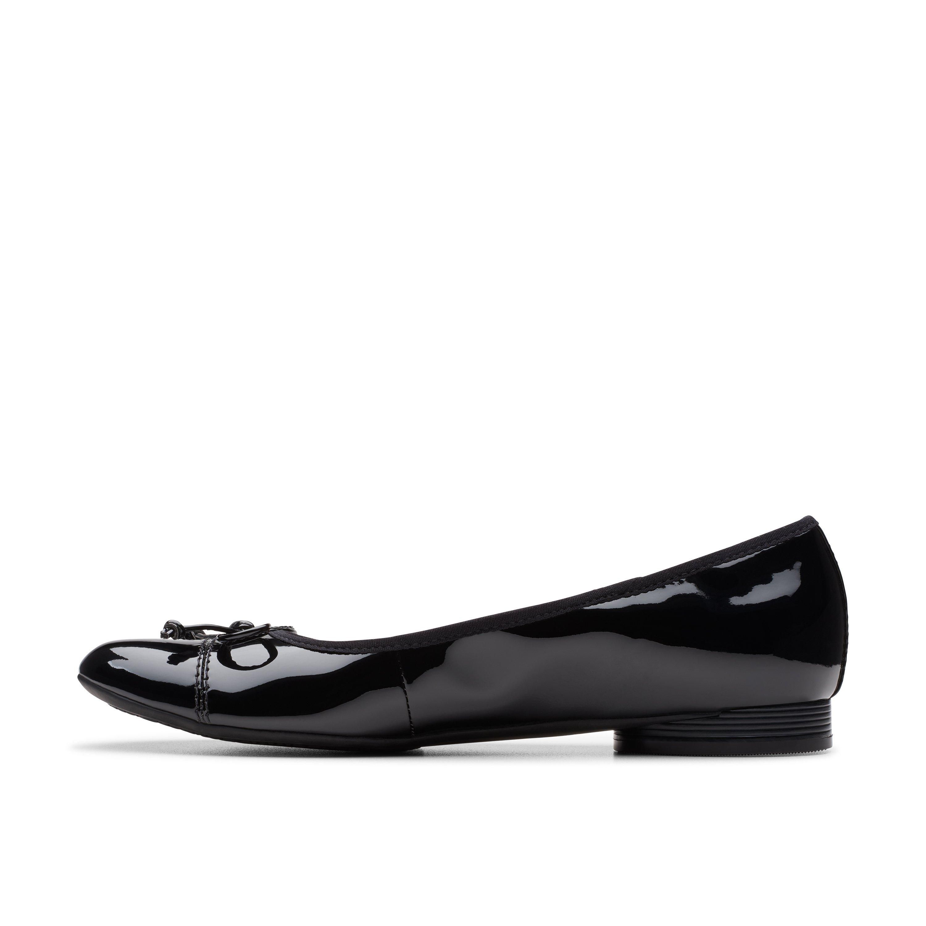 Clarks Loreleigh Rae Black Patent Slip Ons,Ballet Pumps