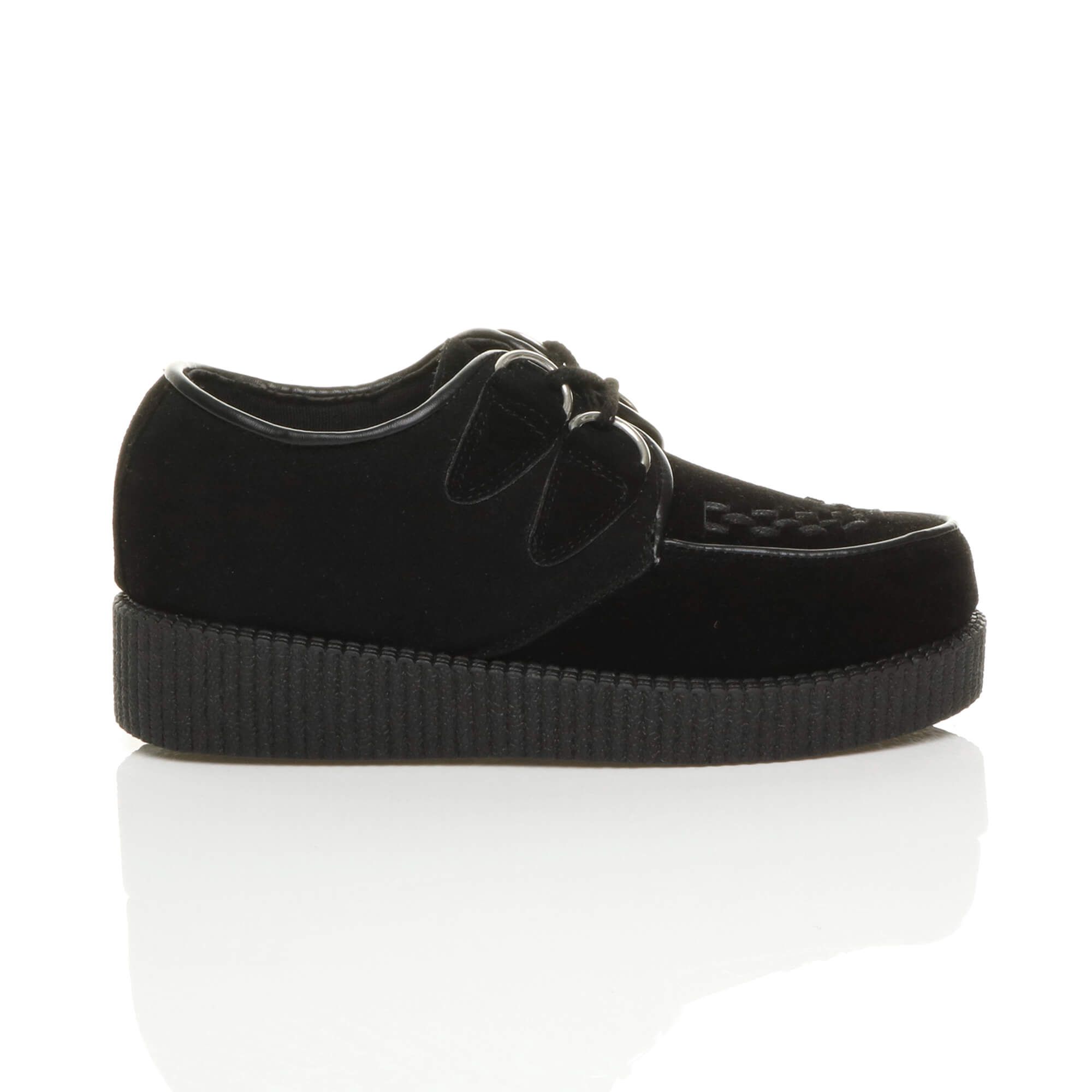 AJVANI Low Wedge Heel Brothel Creepers Faux Suede Lace Up Shoes