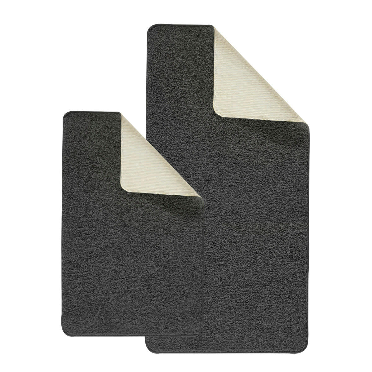 POLYNESIE - Lot de 2 tapis de bain polyester  60x120cm + 50x80cm 60x120cm marron