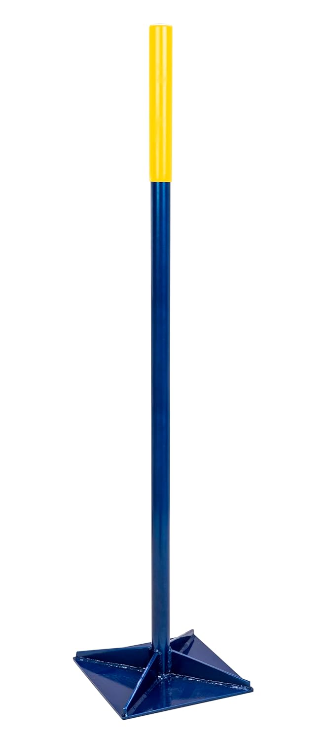 Estwing Tamper 62491 with 10 x 10-Inch Strong Steel Base, 45-Inch Handle, Powder-Coated Corrosion-Resistant Finish, Cushion Grip, Used for Leveling Ground, Flattening Soil, Gravel, Asphalt, and Clay