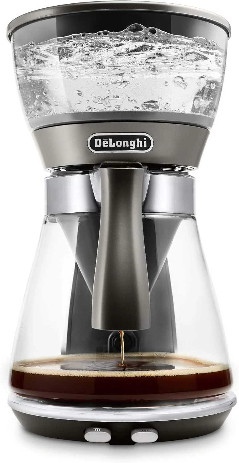 3-in-1 Specialty Coffee Maker, Iced/Cold Brew, Drip  Pour-Over, Glass Carafe, 8-Cup, Silver Metal(Coffee Brewer)