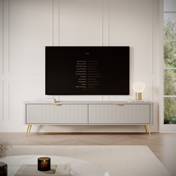Szafka pod telewizor 200 cm BELLO beżowa złoty