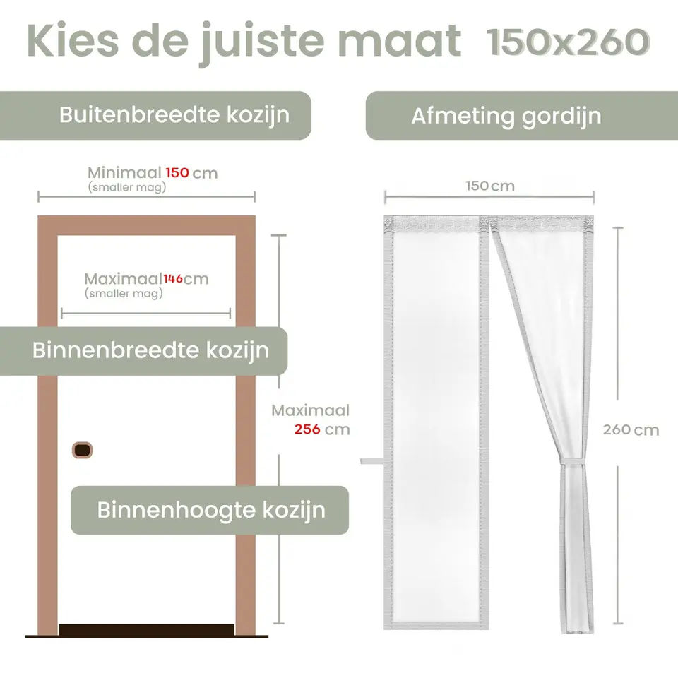 O'DADDY Deurgordijn Deluxe FIBER 150x260 - Magnetisch Vliegengordijn Wit