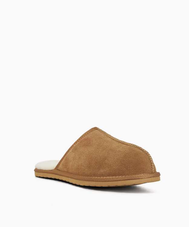 Finny Tan - Suede Cuff Slippers