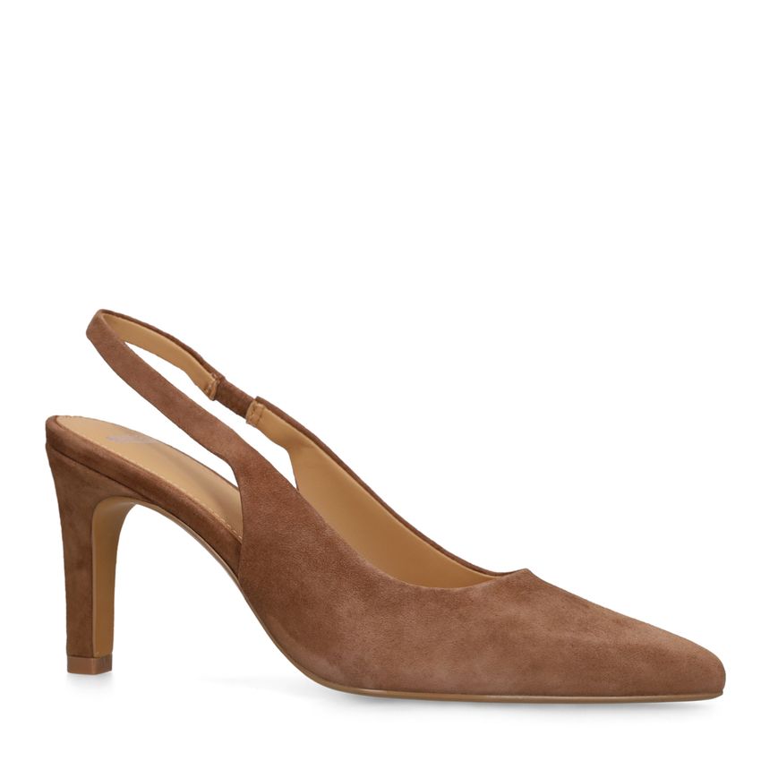 Manfield Bruine suède slingbacks