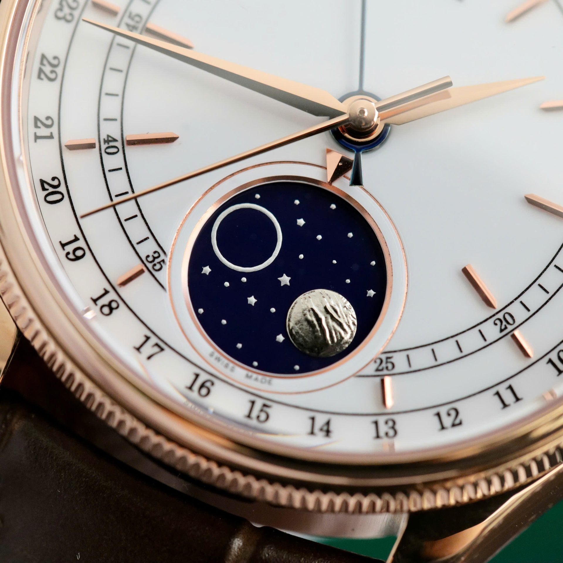 Rolex Cellini 50535-2 RG Plated White Dial 39mm Leather AAA Replica