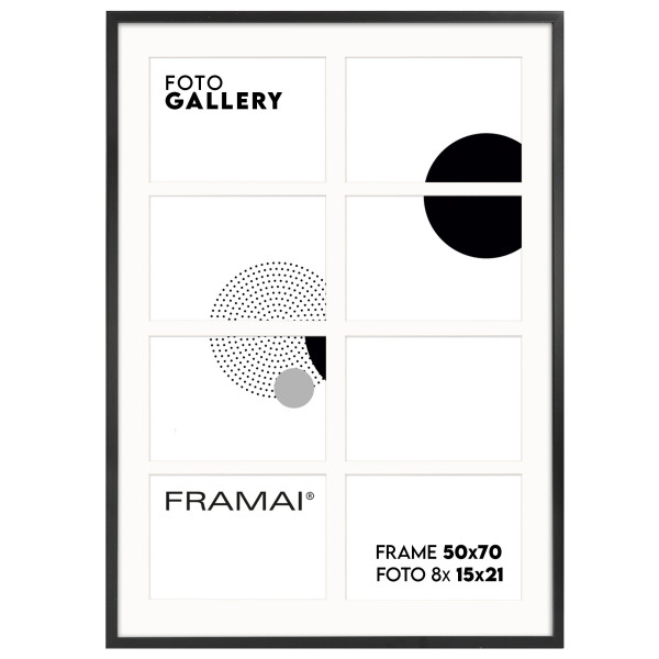 Ramka na zdjęcia 8 zdjęć 15x21 cm rama czarna foto galeria 50x70 FRAMAI®