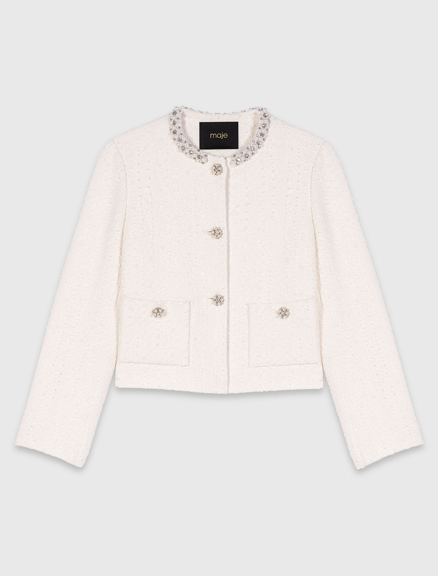 Veste en tweed et galon de perles