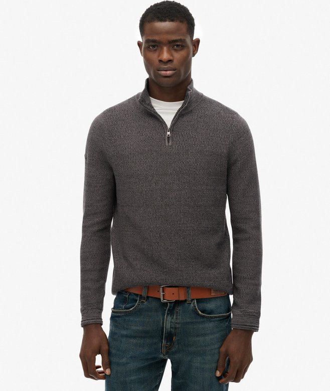Cotton Texture Half-Zip Jumper