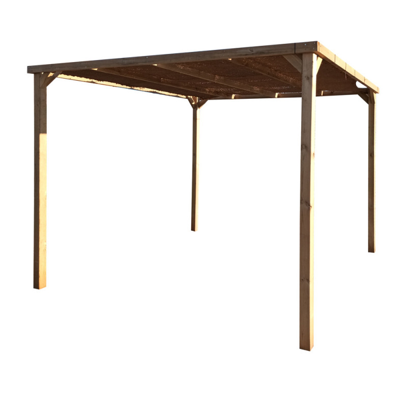 Pergola en bois avec toile d'ombrage 3 x 3 x 2,4 m SOLID