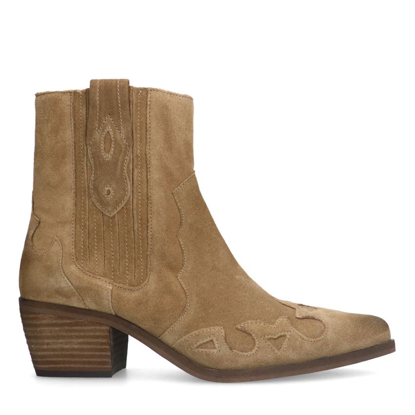 Manfield Taupe suède cowboy laarzen