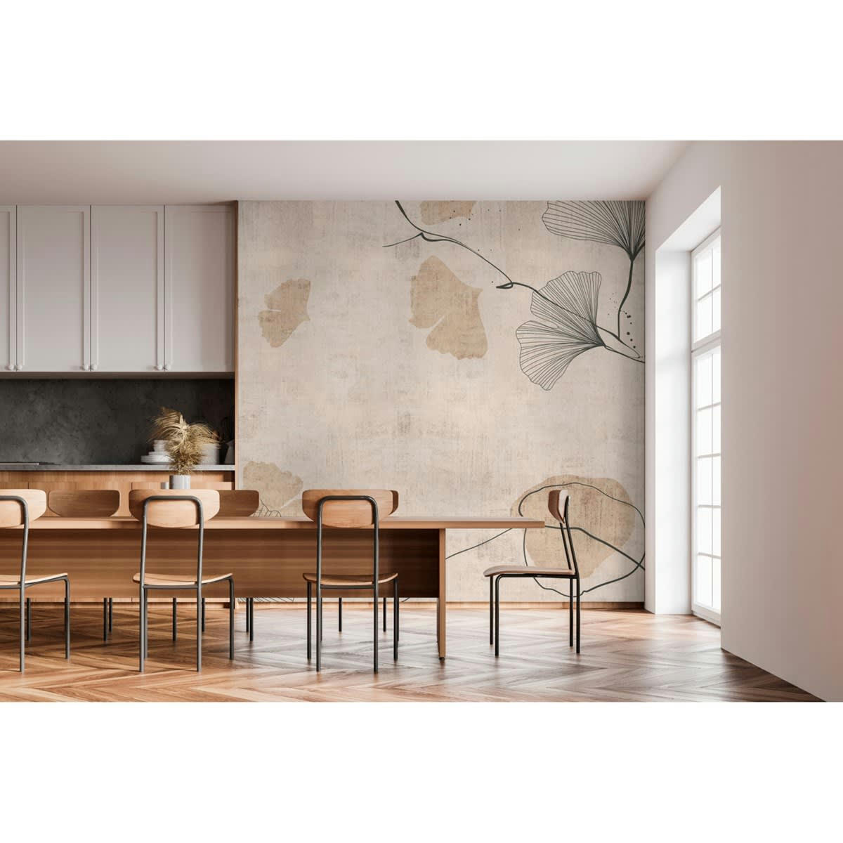 FOGLI DI CARTA - Papier peint panoramique motif imprimé Beige sable 384x280cm