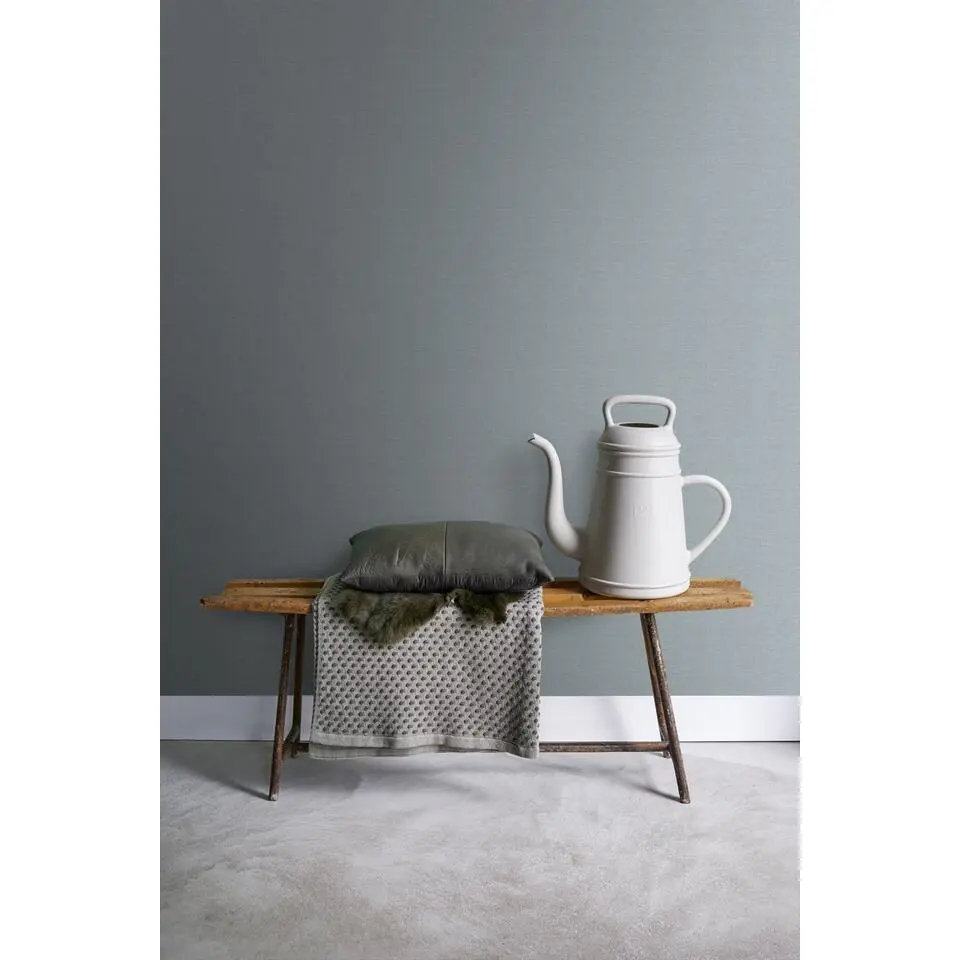 Sanders & Sanders behang linnenstructuur lichtblauw - 53 cm x 10 m