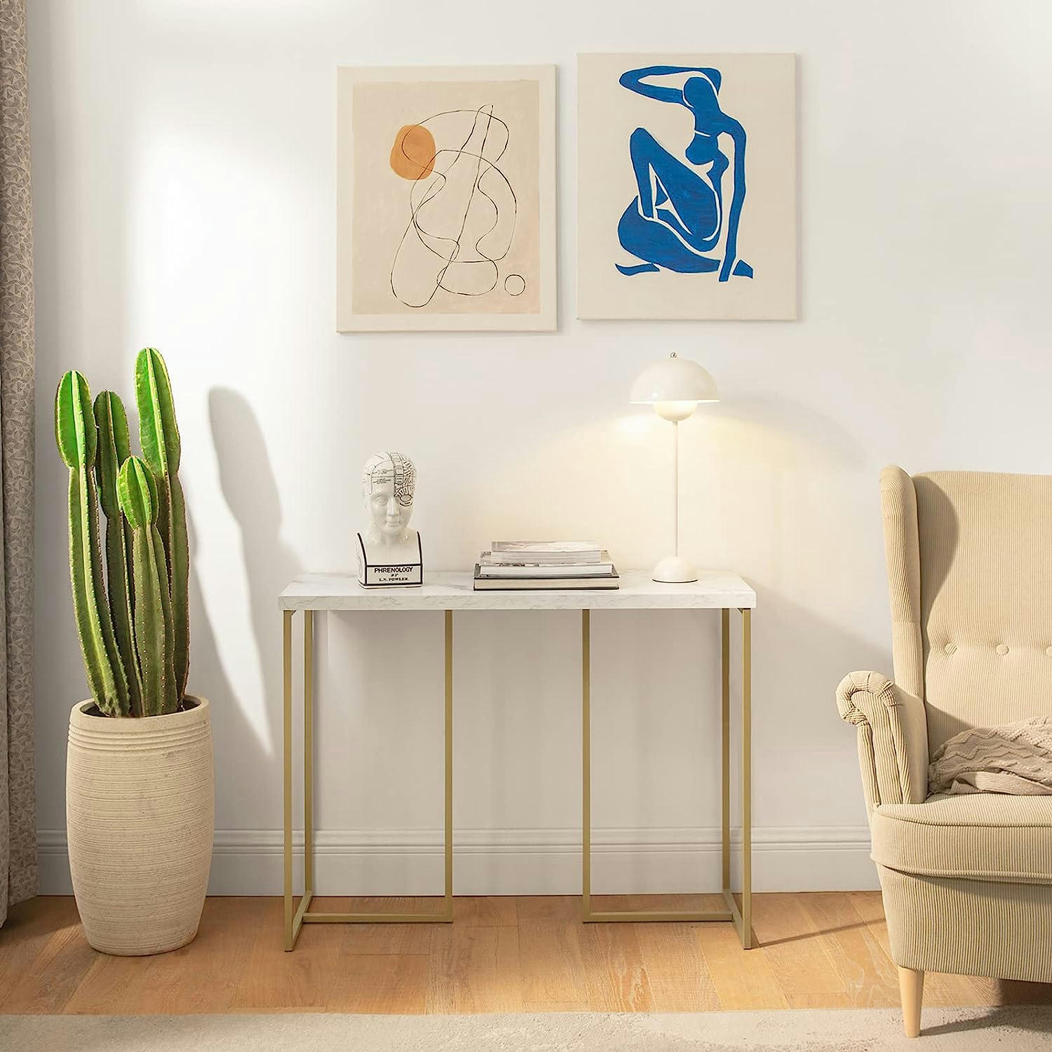 - Table console cadre en métal effet marbre