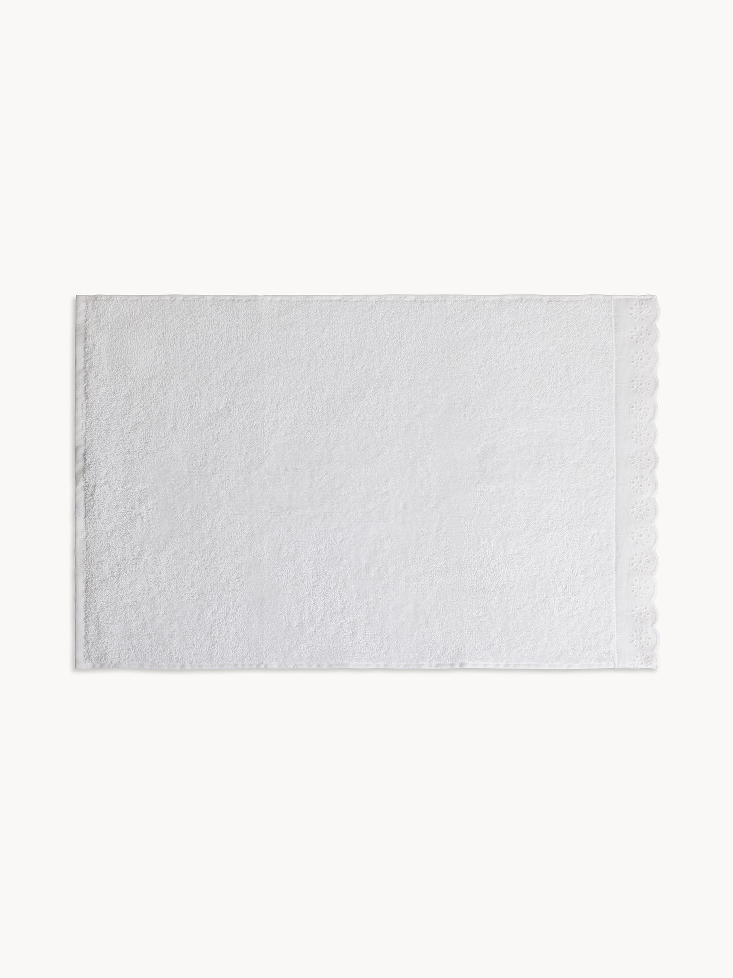 Asciugamano in puro cotone bordo sangallo