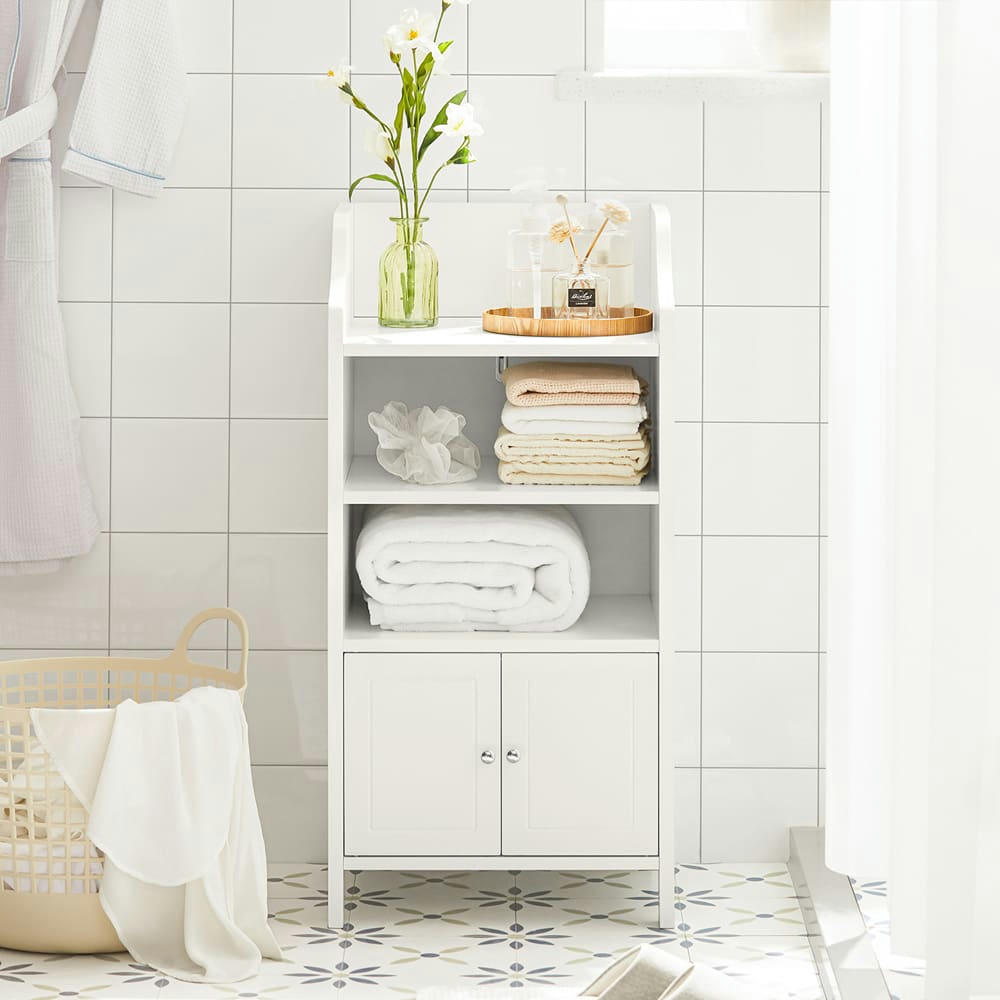 - Meuble sous vasque effet bois blanc