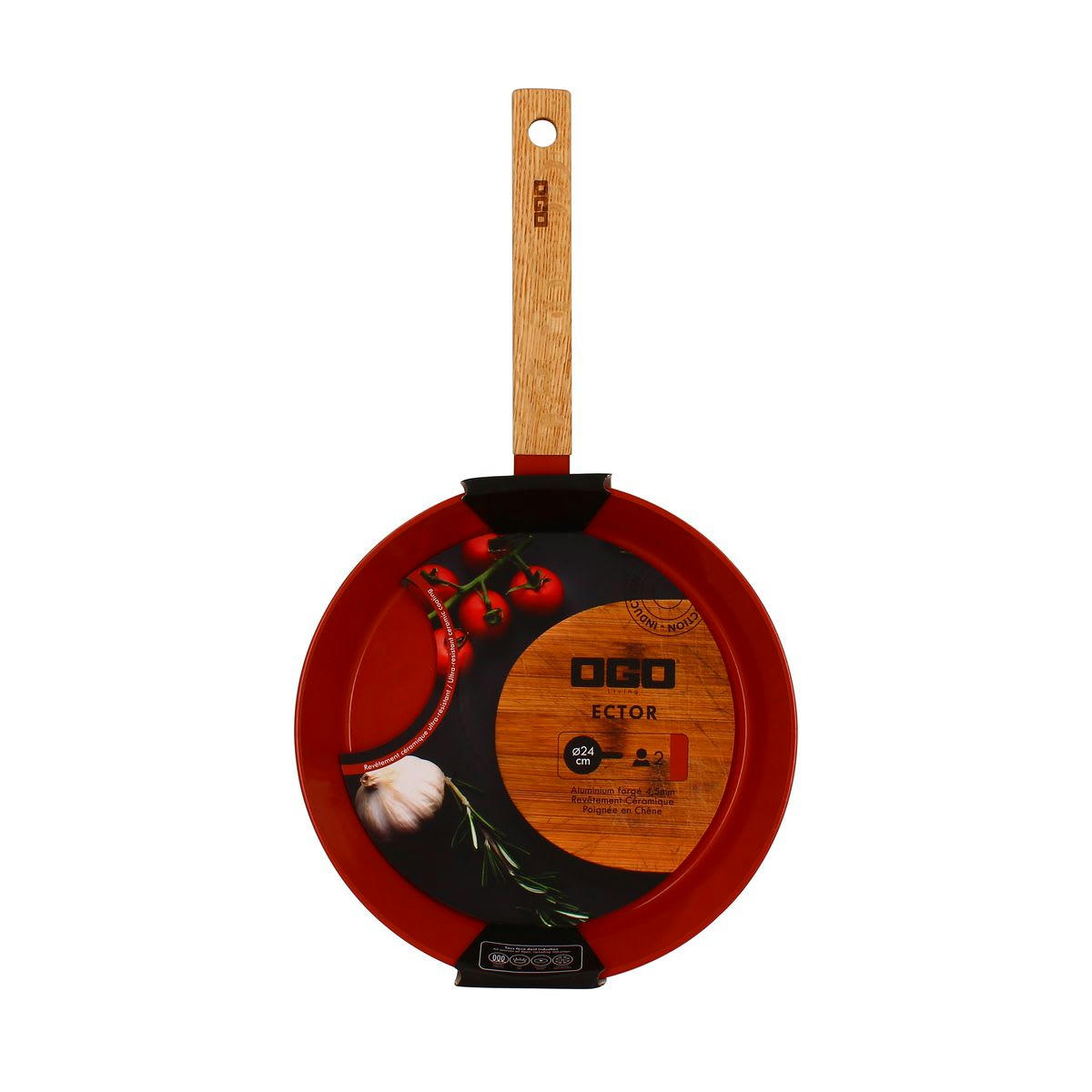 ECTOR - Poêle en aluminium/céramique paprika Ø24cm - compatible induction