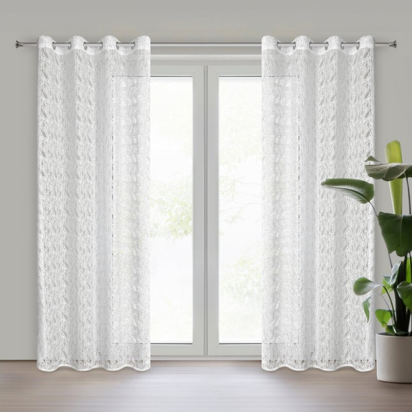 Firana 140x250 Moni biała gotowa na przelotkach
