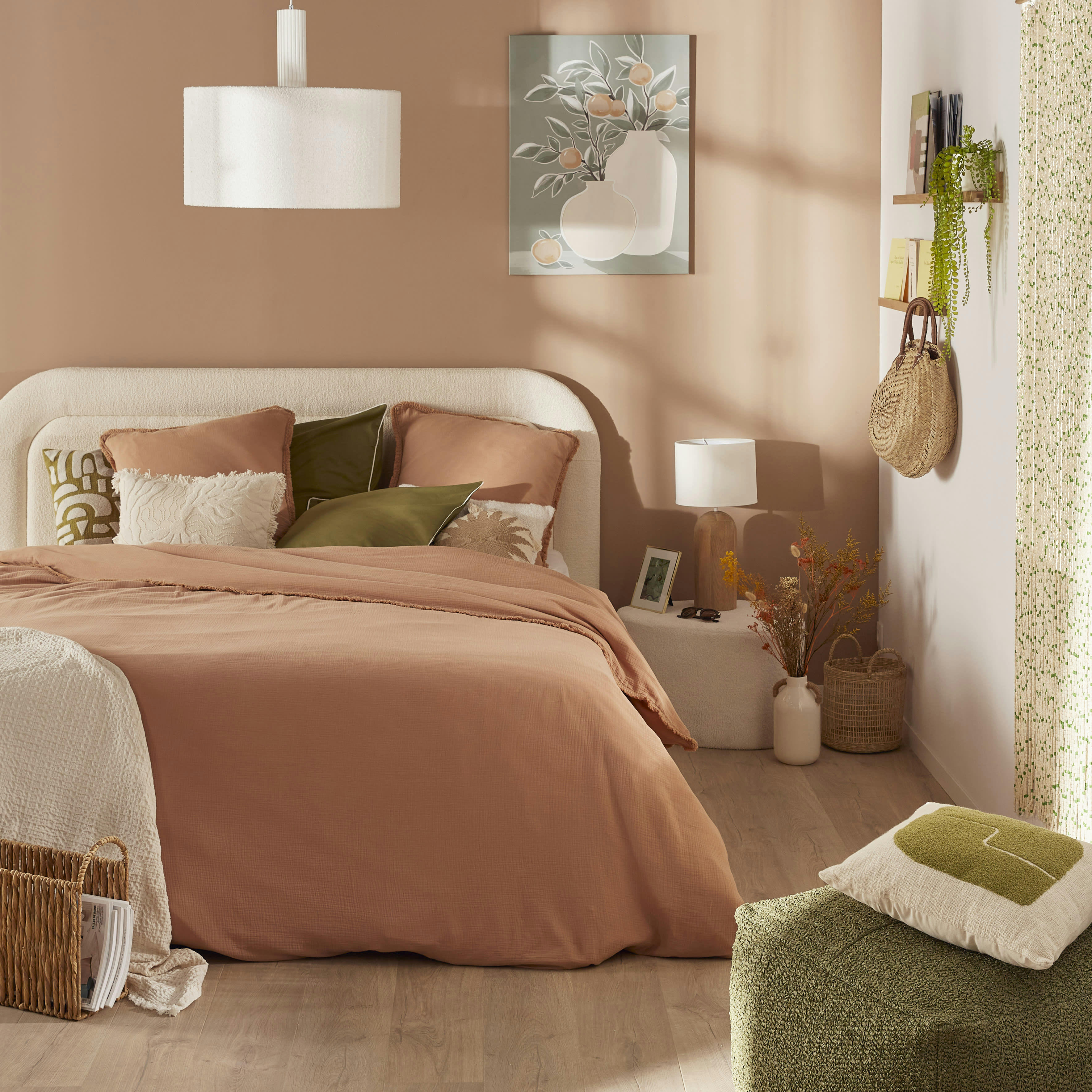 - Parure de lit en gaze de coton biologique beige sable 220x240