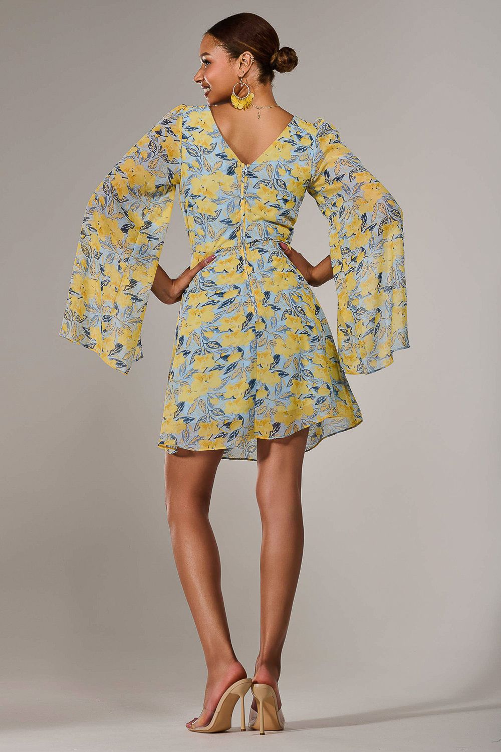 Jolie Moi Chiffon Split Sleeve Mini Dress
