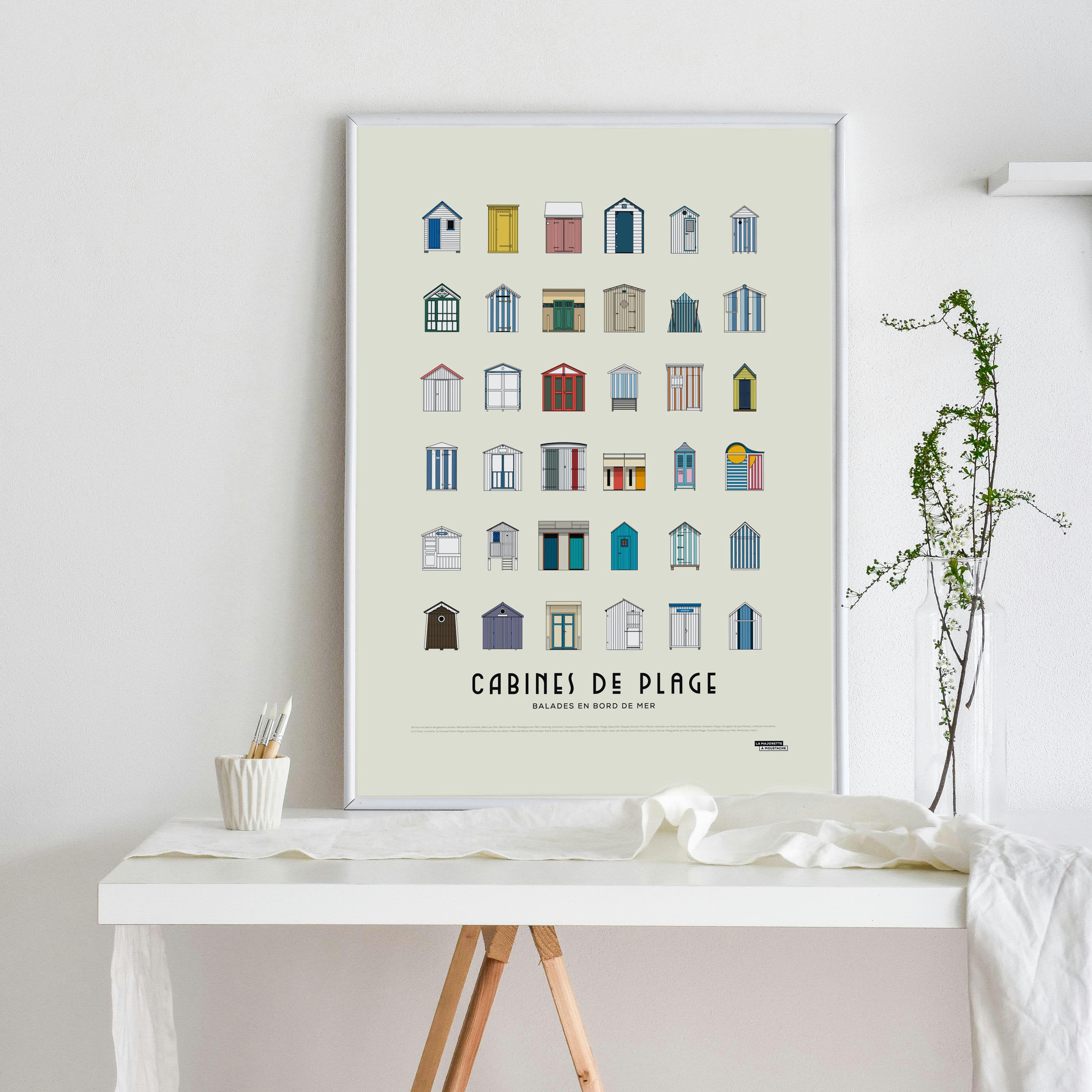 - Affiche d'art cabines de plage 50 X 70 cm
