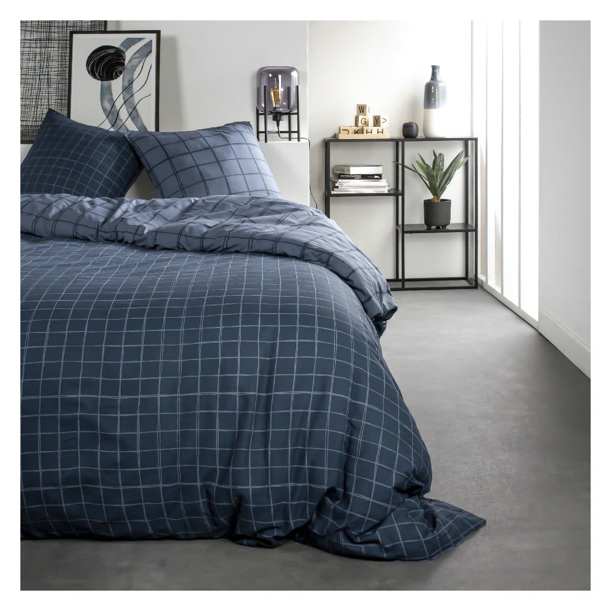 SUNSHINE - Parure de lit 2 personnes imprimé en Coton Bleu 220x240 cm