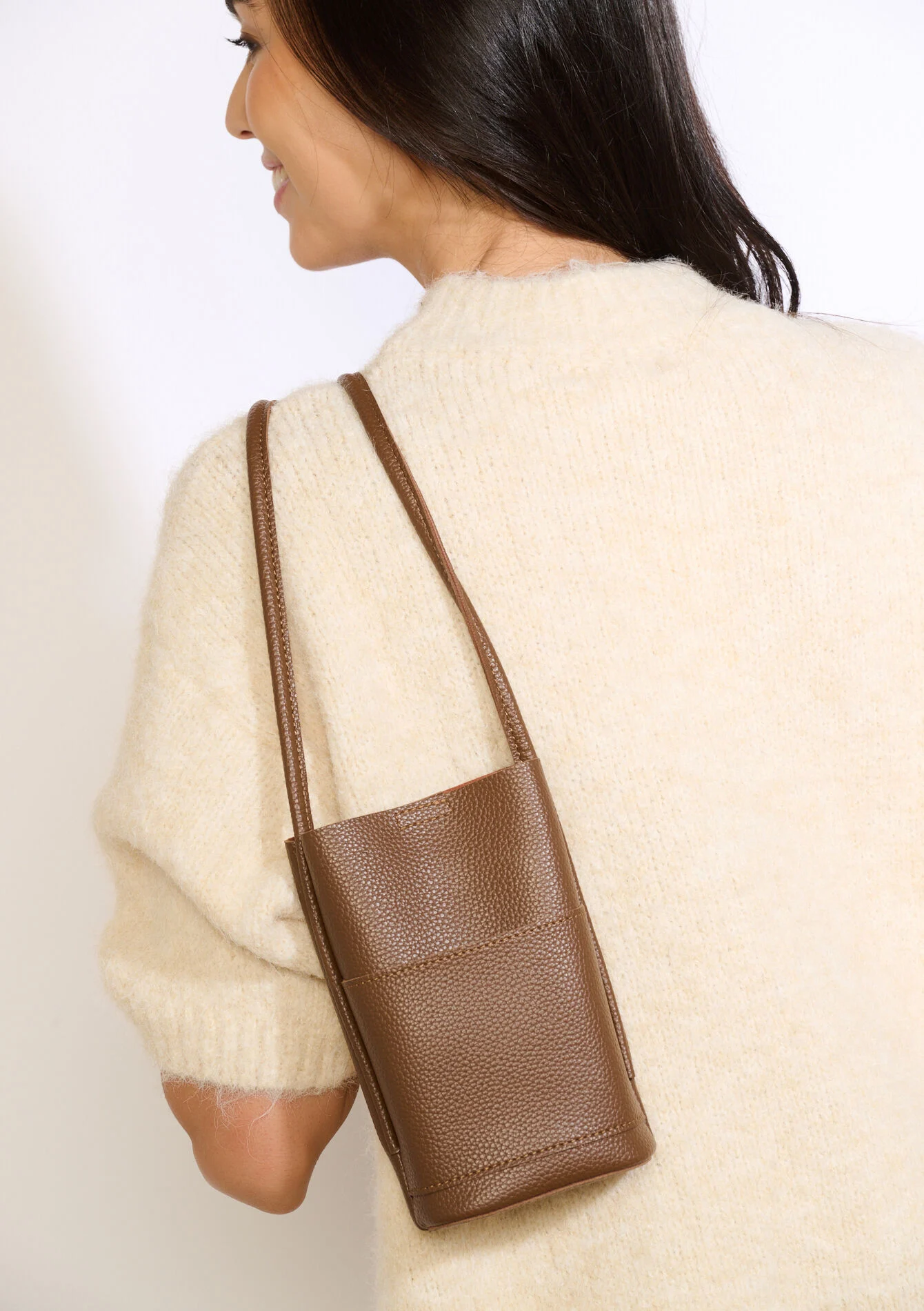 Mini bucket bag van imitatieleer