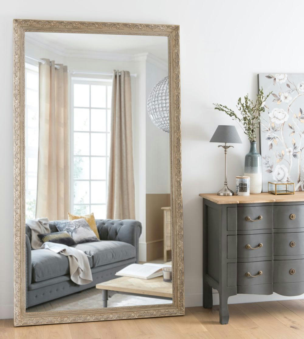 VALENTINE - Grand miroir rectangulaire à moulures irisées 120x210